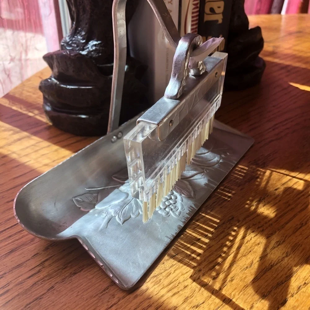 Crumb Catcher Tray Pan with Brush & Stand